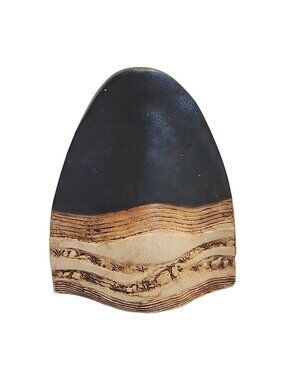 ALKA Malta Modernist Studio Art Pottery Pillow Vase  7.5" Black & Tan